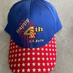 Festive Blue and Red Holiday Cap with Stars